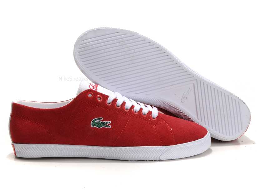 Lacoste fabric red shoes