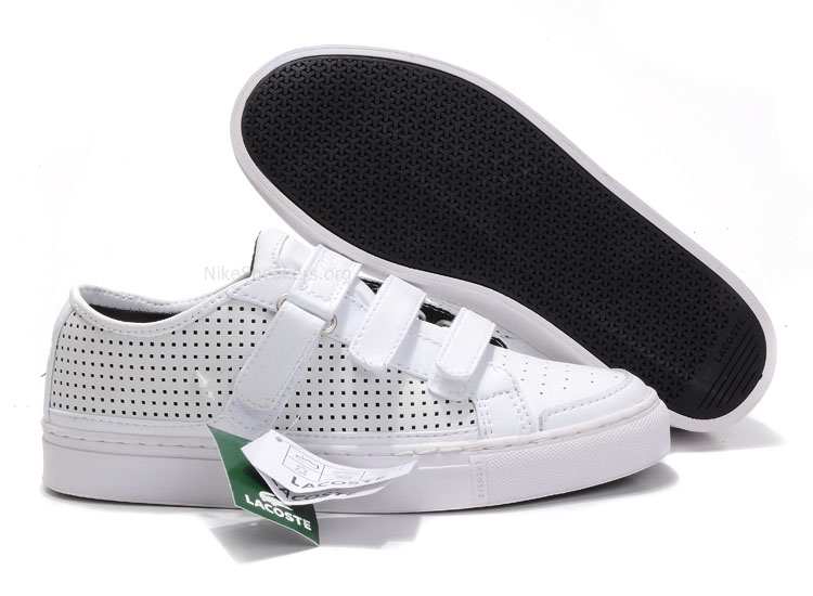 white Mens Lacoste Punch Leather Shoes