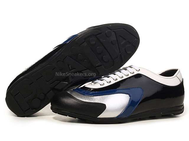 Prada Men's Casual Shoes - Black / Blue / Silver Leather Prada Men's Casual Shoes - Black / Blue / Silver Leather
