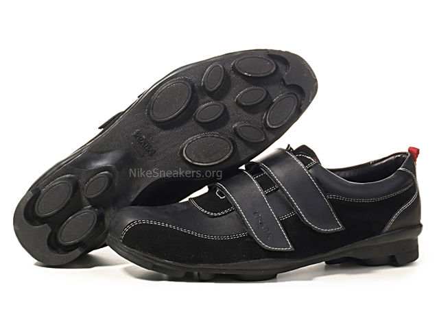 Prada Men's Casual Shoes - Black Leather With Branded Collar