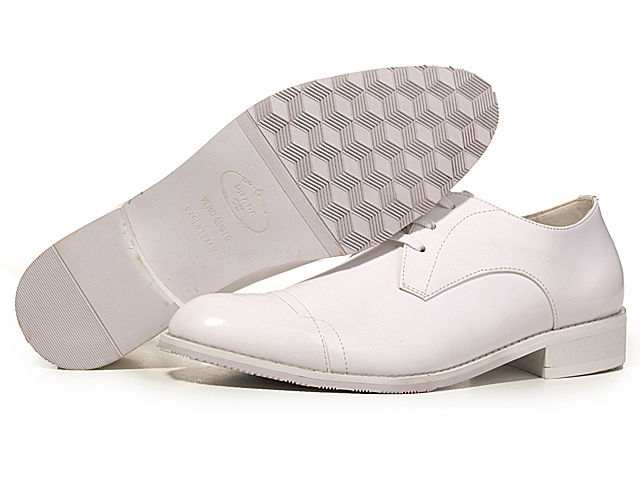 Prada Men's Dress Shoes - All White Patent Leather With Rubber Sole