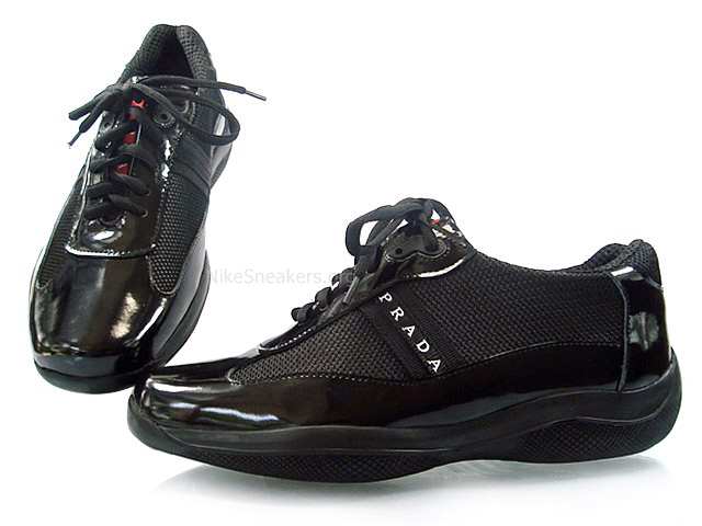 Prada Men's Low Shoes Black Bright Leather