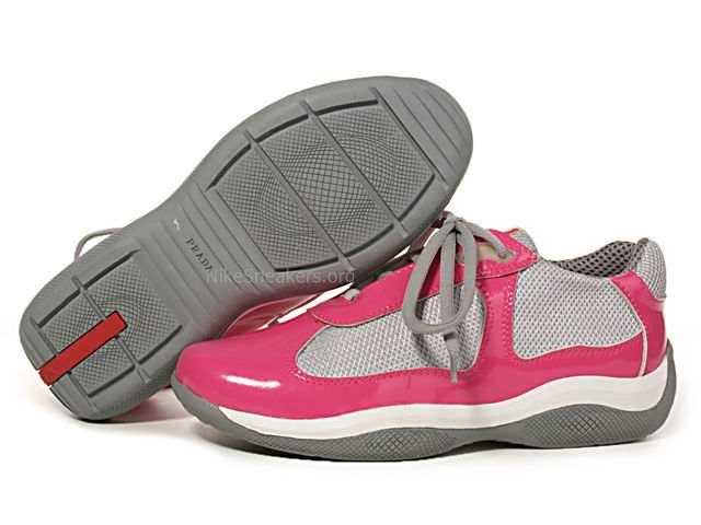 Prada Women's Low Shoes - Deeppink / White / Grey Leather Prada Women's Low Shoes - Deeppink / White / Grey Leather