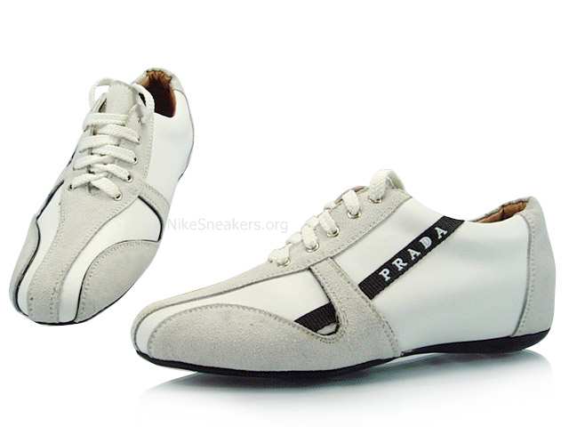 Prada Women's Low Shoes White / Grey / Black Prada Women's Low Shoes White / Grey / Black