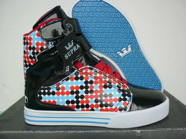 Kids Supra Shoes Black/Red/Blue